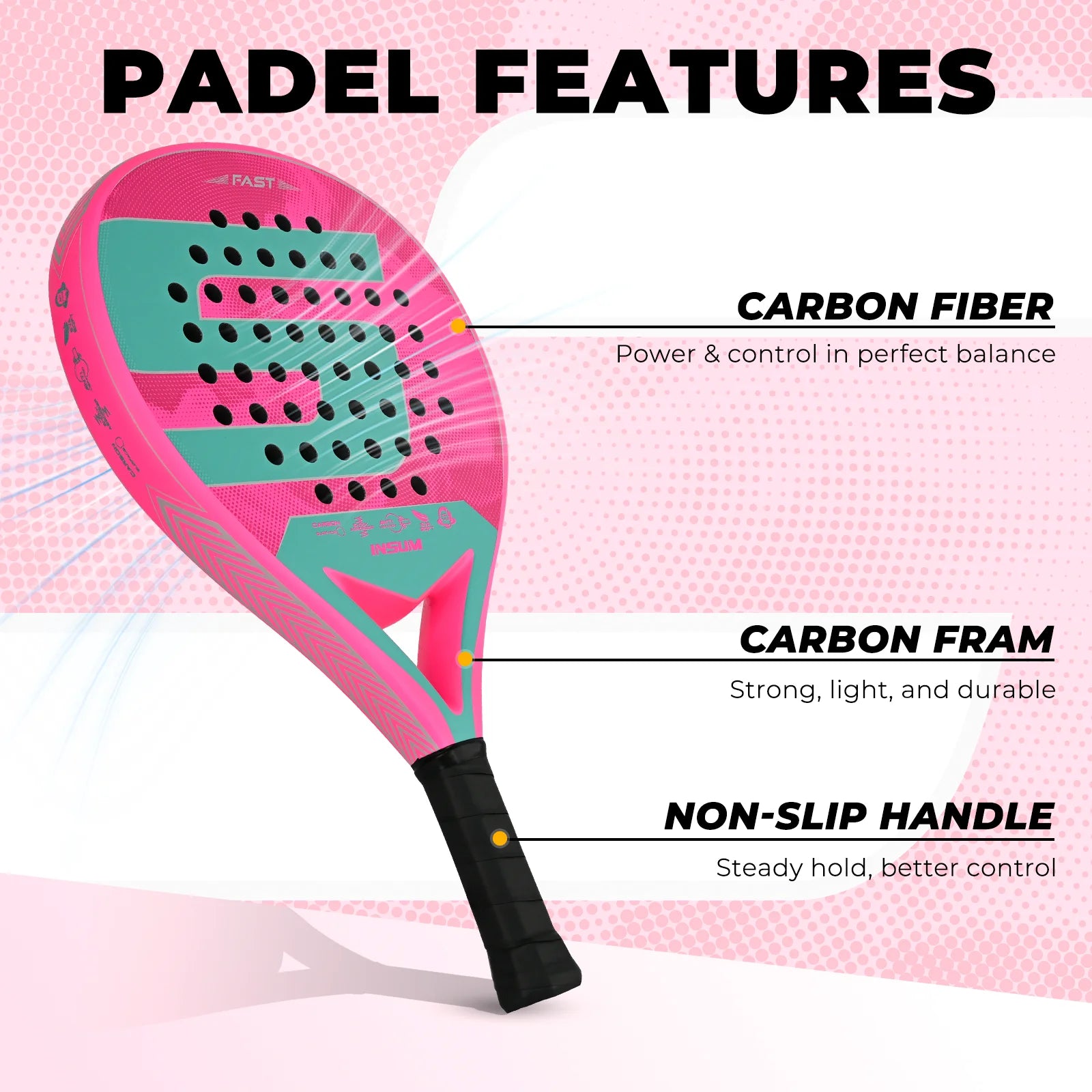 INSUM Lightweight Carbon Padel Racket