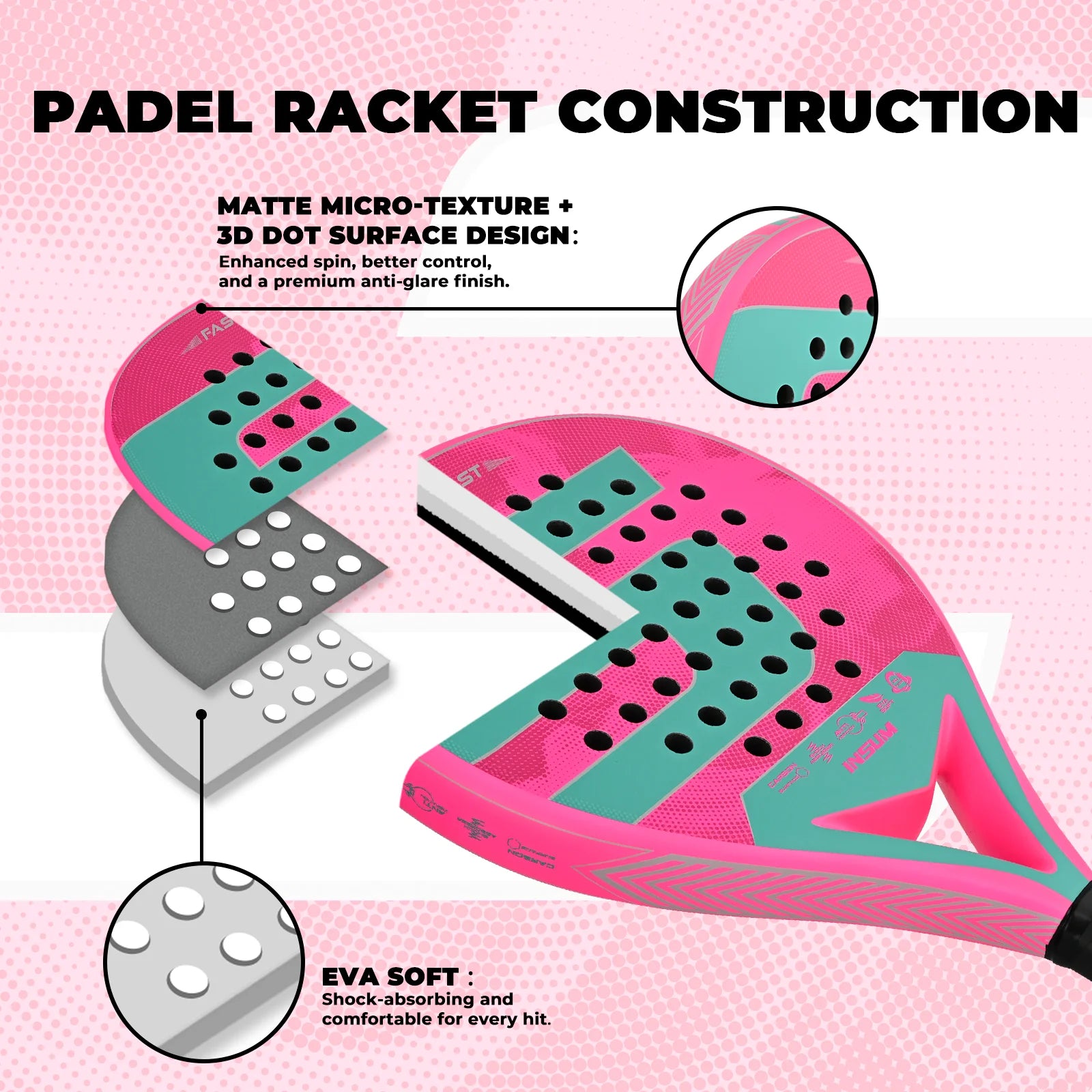 INSUM Lightweight Carbon Padel Racket