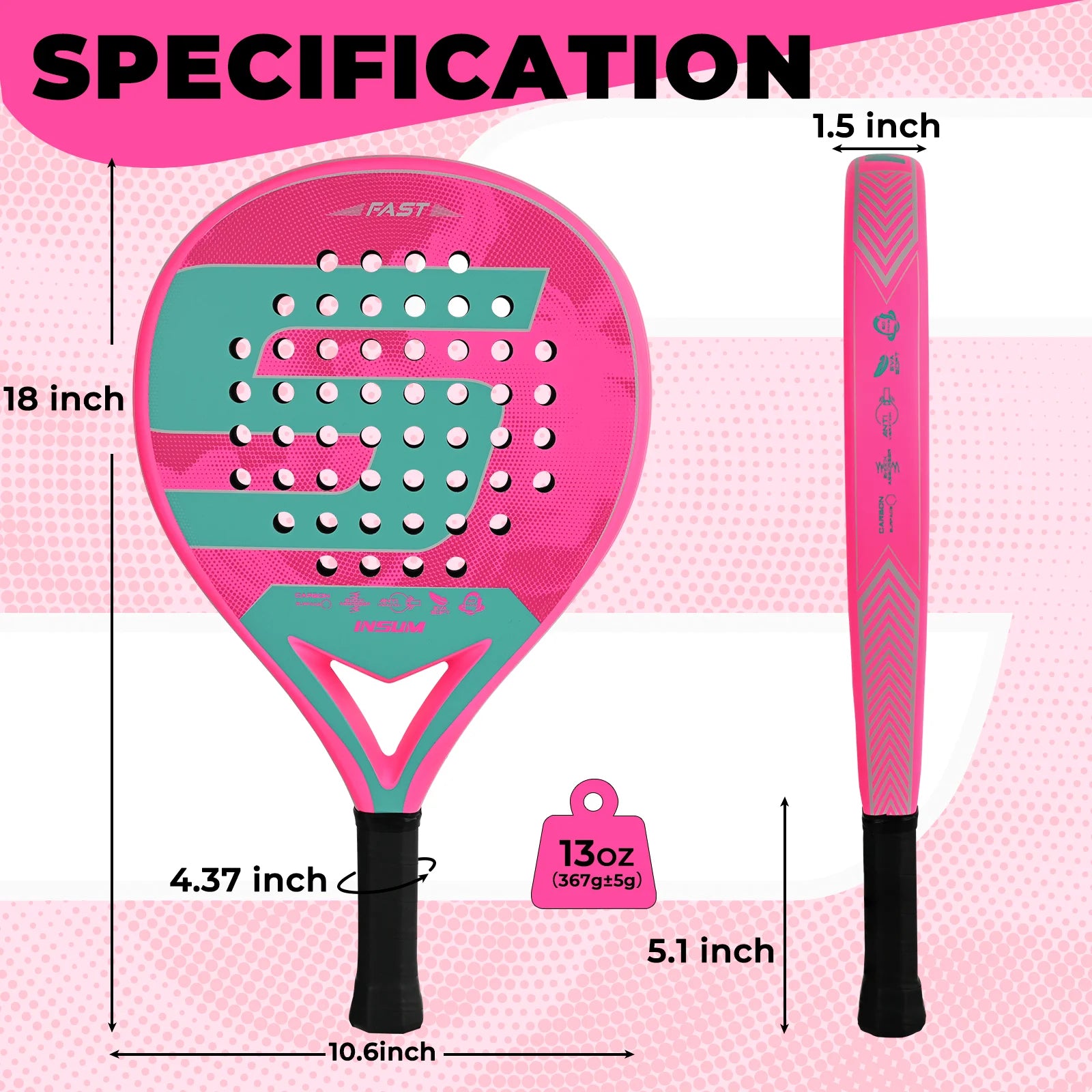 INSUM Lightweight Carbon Padel Racket